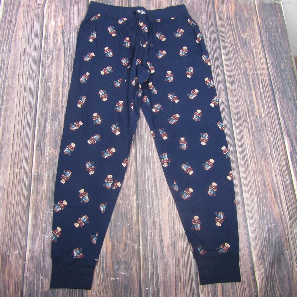Polo‎ Ralph Lauren Lounge Pants Mens Medium Blue Knit Polo Bear Pajama Sleepwear